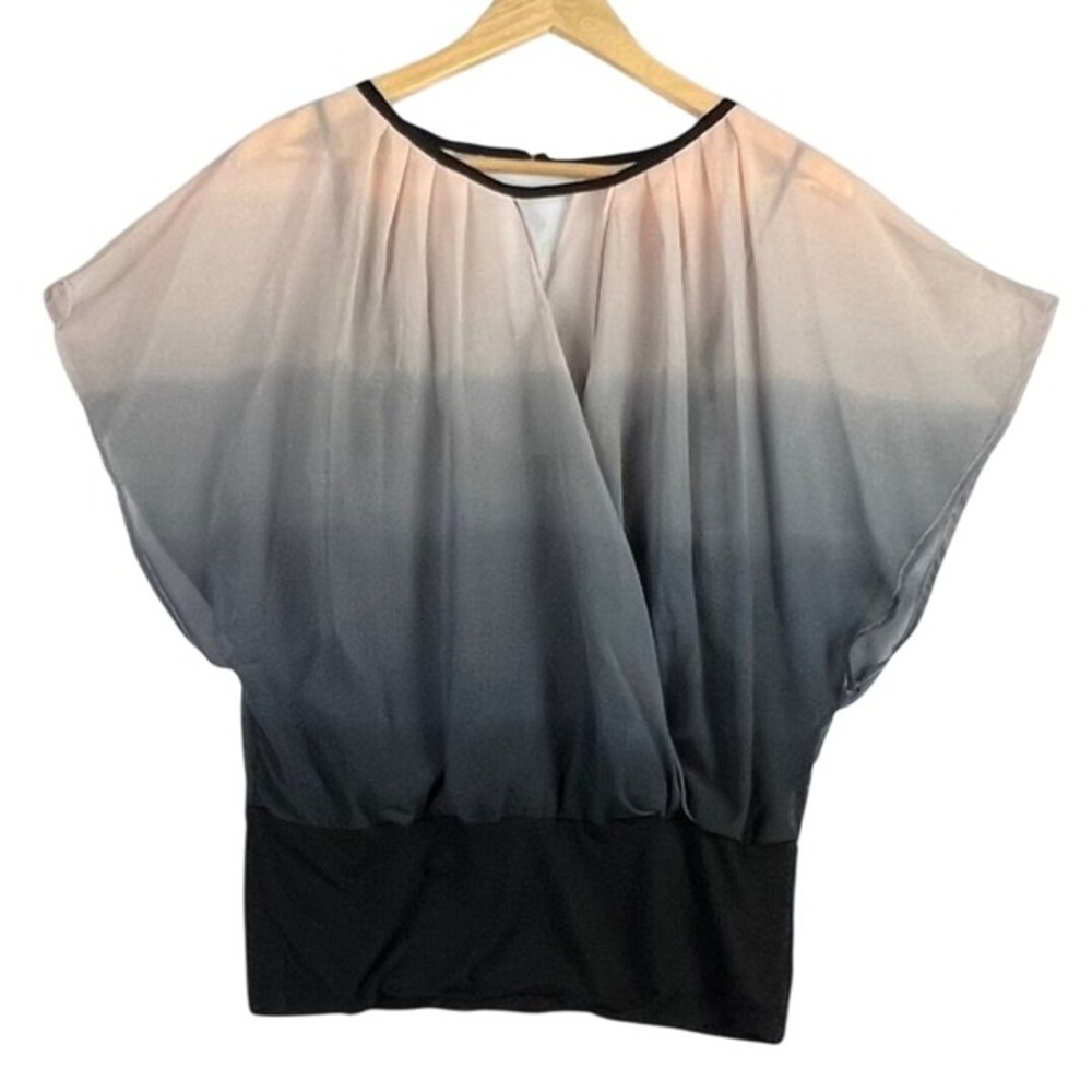 NEW JOSEPH A SILVER PEONY OMBRE Overlay Wide Elastic Hem Medium‎